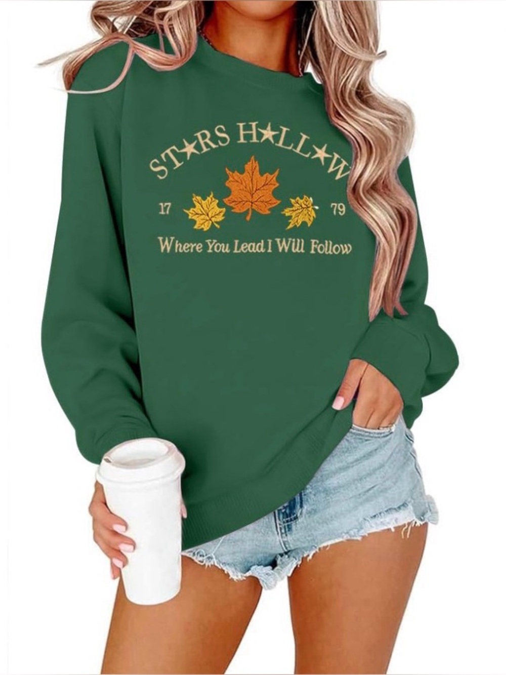 Crewneck Sweatshirt For Women Fall Leaf Graphic Sweatshirts Vacation Long Sleeve